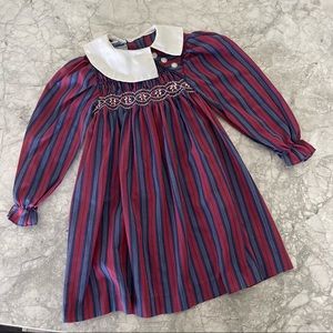 Vintage Princess Anne Hand Smocked Long Sleeve Dress